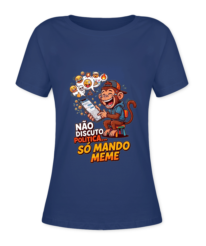 Babylook Não Discuto Política, Só Mando Meme - Azul