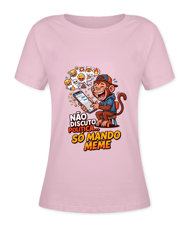 Babylook Não Discuto Política, Só Mando Meme - Rosa