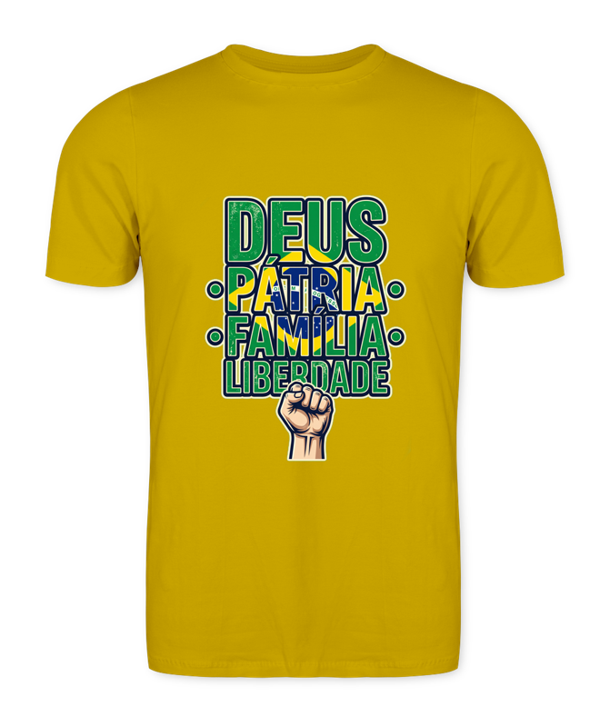 Camiseta Deus, Pátria, Família E Liberdade - Amarelo