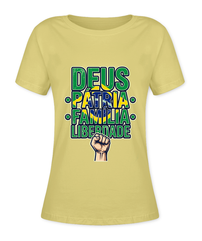 Babylook Deus, Pátria, Família E Liberdade - Amarelo