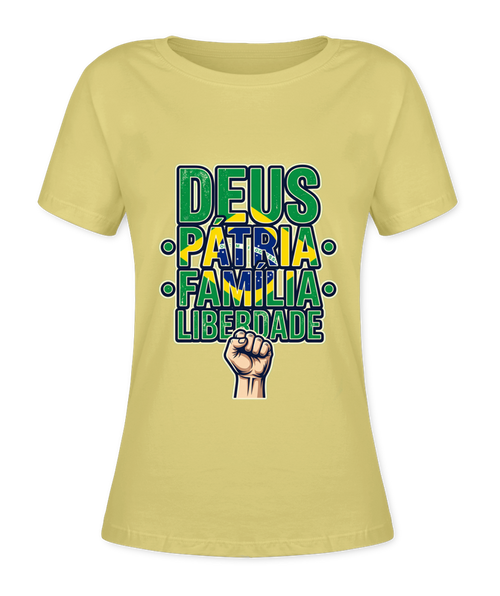 Babylook Deus, Pátria, Família E Liberdade - Amarelo