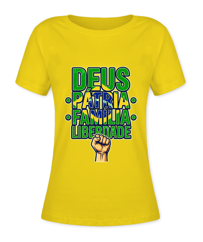 Babylook Deus, Pátria, Família E Liberdade - Amarelo
