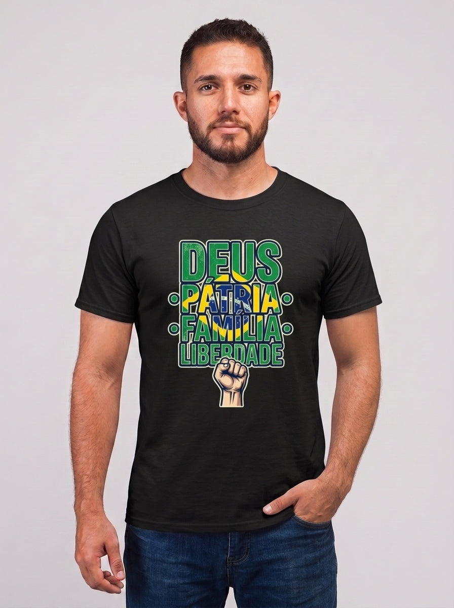 Camiseta Deus, Pátria, Família E Liberdade - Preto