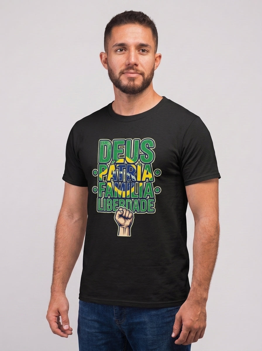 Camiseta Deus, Pátria, Família E Liberdade - Preto