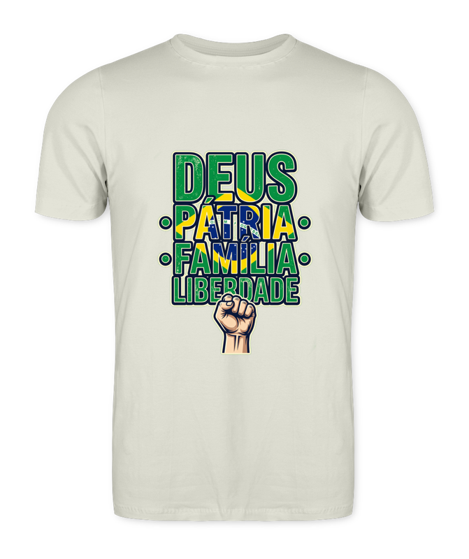 Camiseta Deus, Pátria, Família E Liberdade - Off-White