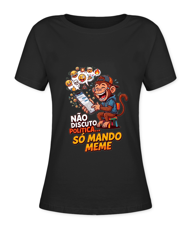 Babylook Não Discuto Política, Só Mando Meme - Preto