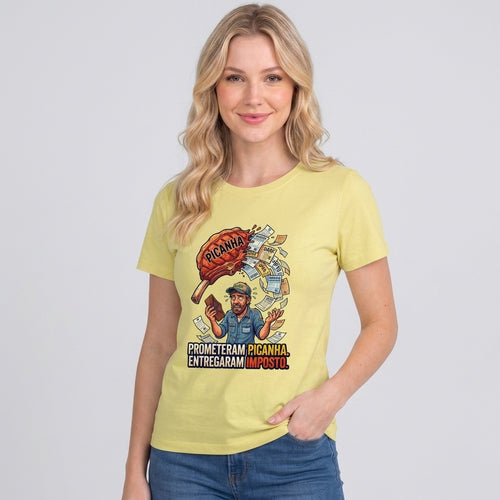 Babylook Cadê A Picanha?! - Amarelo — Babylook Cadê A Picanha?! - Amarelo (com modelo)