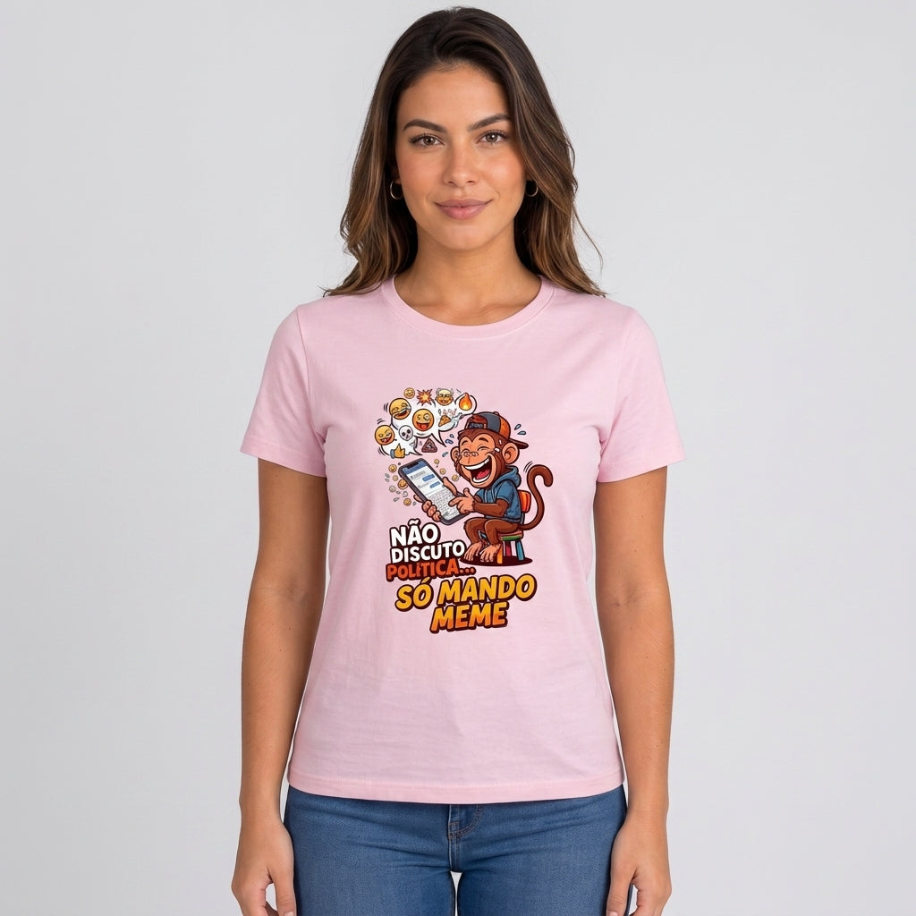 Babylook Não Discuto, Só Mando Meme - Rosa — Babylook Não Discuto, Só Mando Meme - Rosa (com modelo)