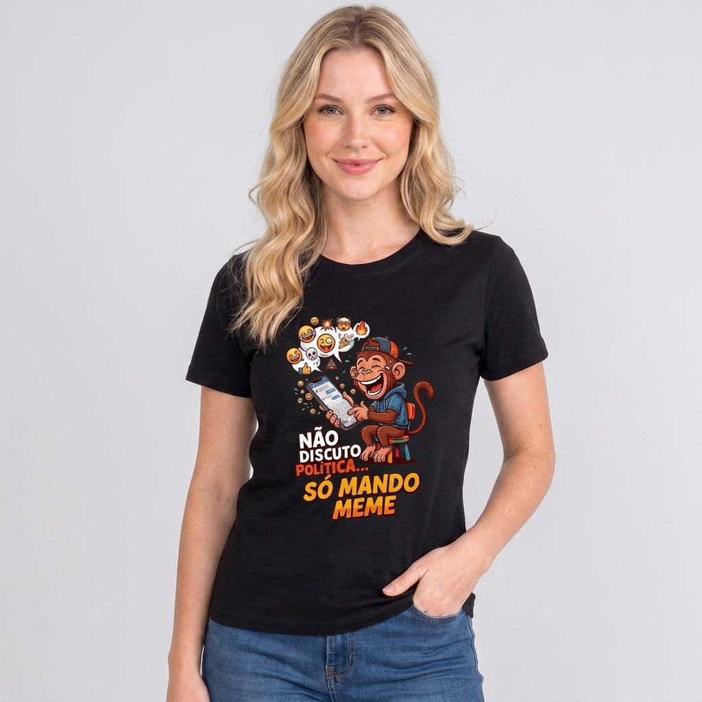 Babylook Não Discuto, Só Mando Meme - Preto — Babylook Não Discuto, Só Mando Meme - Preto (com modelo)
