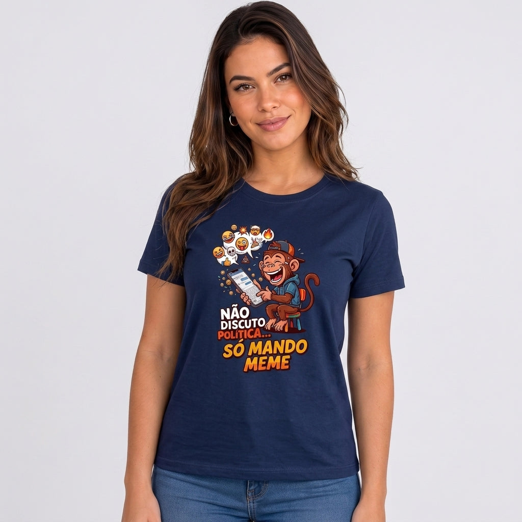 Babylook Não Discuto, Só Mando Meme - Azul — Babylook Não Discuto, Só Mando Meme - Azul (com modelo)