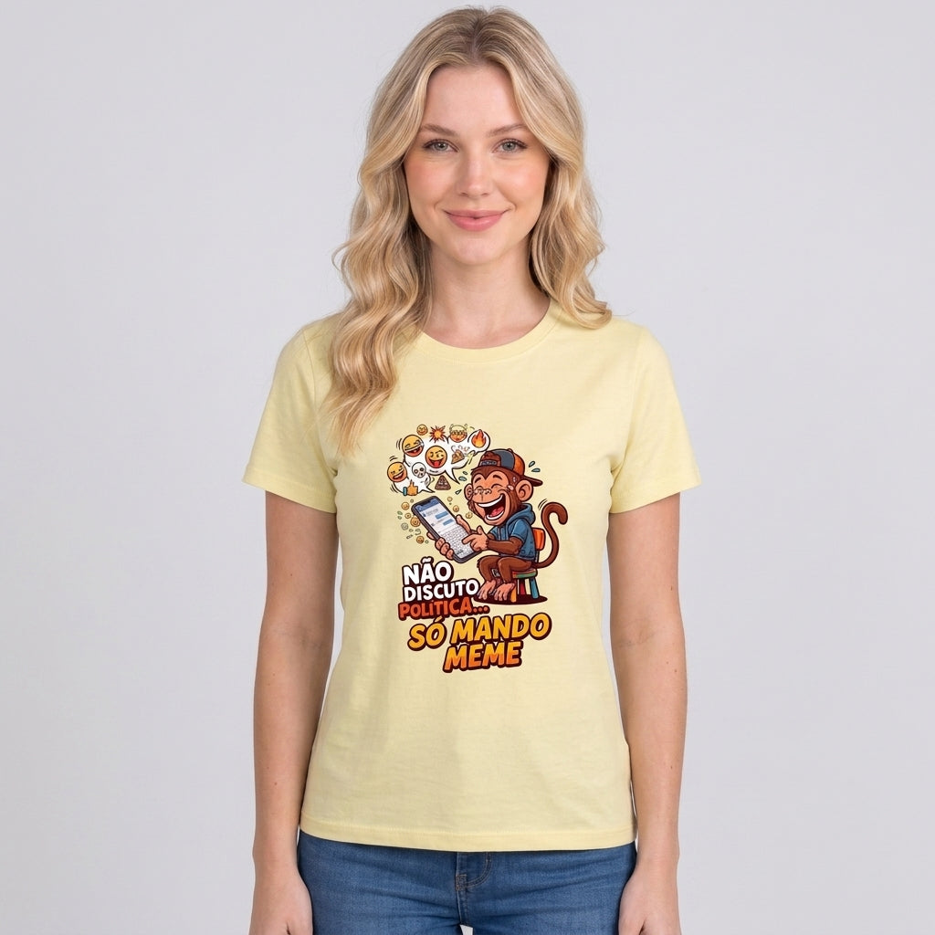 Babylook Não Discuto, Só Mando Meme - Amarelo — Babylook Não Discuto, Só Mando Meme - Amarelo (com modelo)
